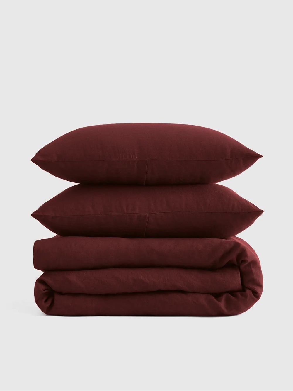 Quince European Linen Duvet Cover Set Full/Queen Burgundy